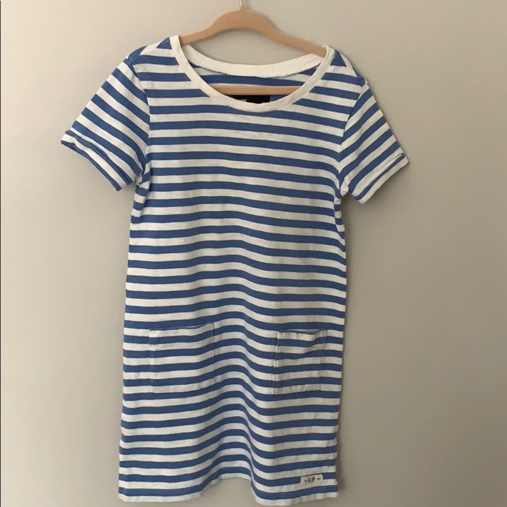 GAP KIDS girls blue & white striped t-shirt dress